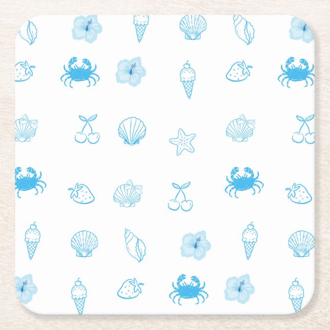 Grekisk strand minimalism underlägg papper kvadrat (Framsidan)