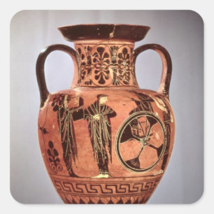 Grekisk svart-figur amphora fyrkantigt klistermärke