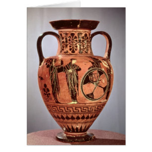 Grekisk svart-figur amphora hälsningskort