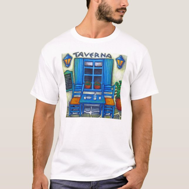 Grekisk Taverna Tshirt Tee (Framsida)