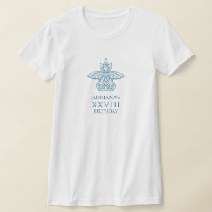 Grekisk toga-födelsedagsfest med blåa inslag t shirt
