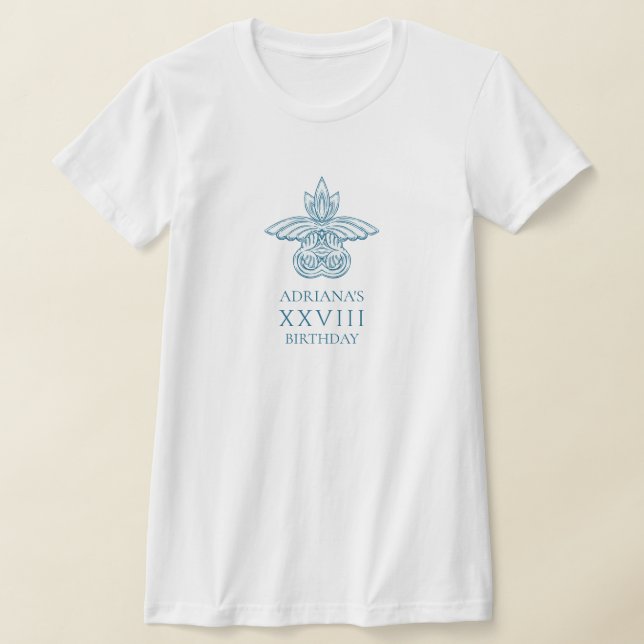 Grekisk toga-födelsedagsfest med blåa inslag t shirt (Laydown)