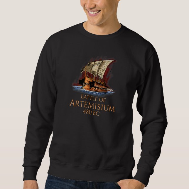 Grekisk Trirem  Slaget Vid Artemisium  Marin Histo Lång Ärmad Tröja (Framsida)