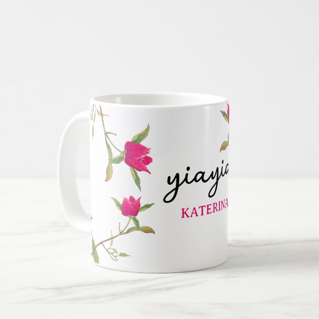 Grekisk Yiayia Grekisk mormor Bougainvillea Kaffemugg (Framsida vänster)