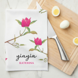 Grekisk Yiayia Grekisk mormor Bougainvillea Kökshandduk