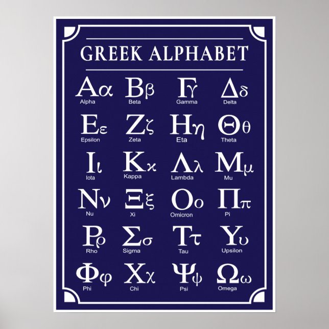 Grekiska alfabetblåa Poster (Framsidan)