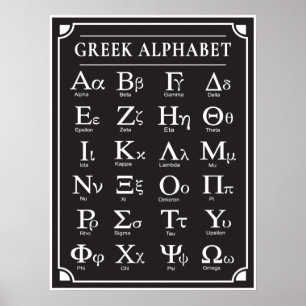 Grekiska Alphabet Black Poster