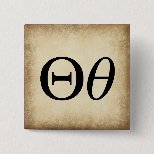 Grekiska Alphabet Brev Theta Knapp (Framsida)