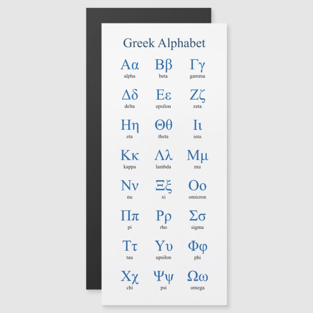 Grekiska Alphabet Narrow-Lodrät (Fram/baksida)