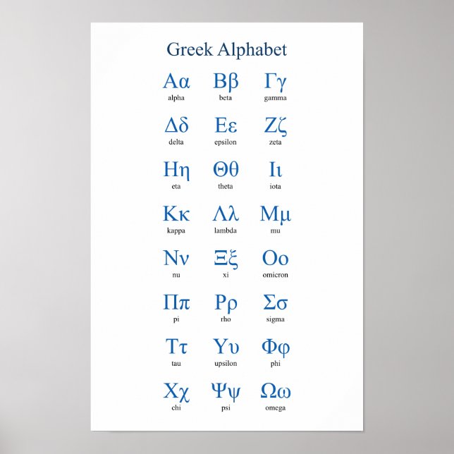 Grekiska Alphabet Narrow-Lodrät Poster (Framsidan)