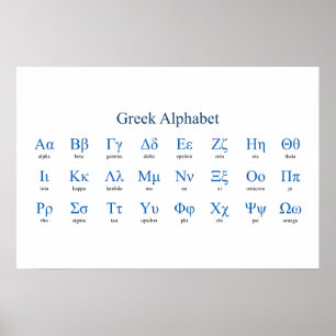 Grekiska Alphabet Narrow-Vågrät Poster