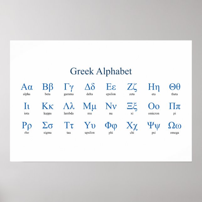 Grekiska Alphabet Narrow-Vågrät Poster (Framsidan)