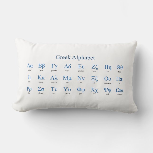 Grekiska Alphabet-Vågrät Lumbarkudde (Framsida)