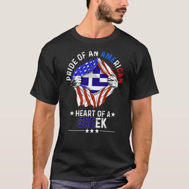 Grekiska amerikanska Pridet Foreign Land Greec T Shirt (Framsida)
