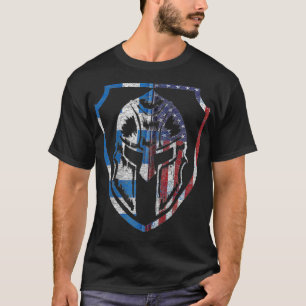 Grekiska amerikanska Spartan Helmet Greece Pride Z T Shirt