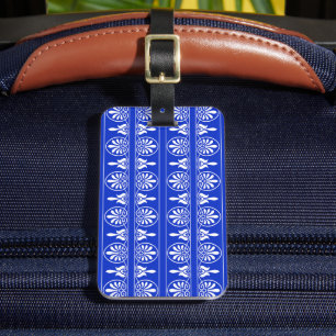 Grekiska Arabesque Mediterranean Mönster Blue Bagagebricka