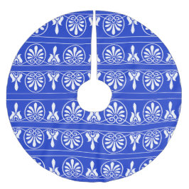 Grekiska Arabesque Mediterranean Mönster Blue Julgransmatta Borstad Polyester