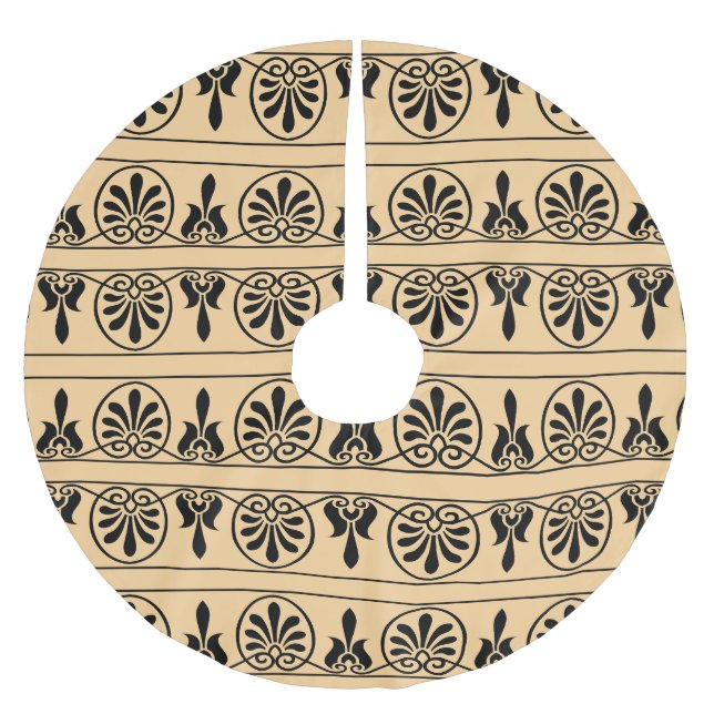 Grekiska Arabesque Mediterranean Mönster Brown Julgransmatta Borstad Polyester (Framsidan)