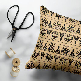 Grekiska Arabesque Mediterranean Mönster Brown Prydnadskudde