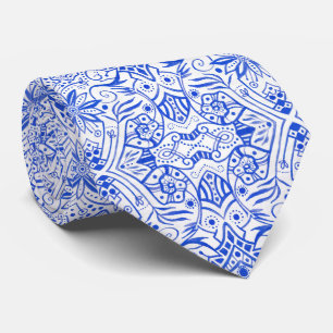 Grekiska Baroque Arabesque Mönster Azure Blue Whi Slips