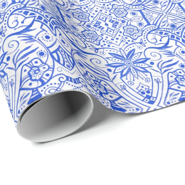 Grekiska Baroque Arabesque Vintage Bohemian Mönste Presentpapper (Rullad Hörn)