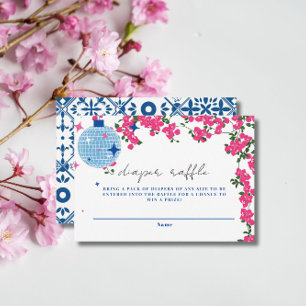 Grekiska Bougainvillea babydusch Diaper Raffle Tilläggskort
