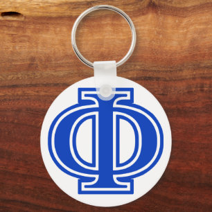 Grekiska Brev Phi Blue Monogram - första början Nyckelring