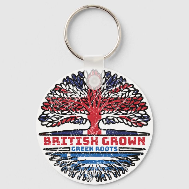 Grekiska brittiska brittiska Träd-rötter Nyckelring (Framsida)