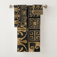 Grekiska Brken Tile Mosaic Black och guld