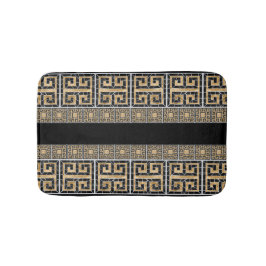 Grekiska Brken Tile Mosaic Black och guld Badrumsmatta