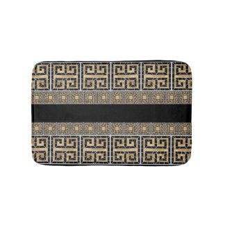 Grekiska Brken Tile Mosaic Black och guld Badrumsmatta