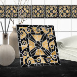 Grekiska Brken Tile Mosaic Black och guld Kakelplatta<br><div class="desc">Grekiska Brken Tile Mosaic Black och guld</div>