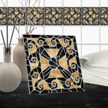 Grekiska Brken Tile Mosaic Black och guld