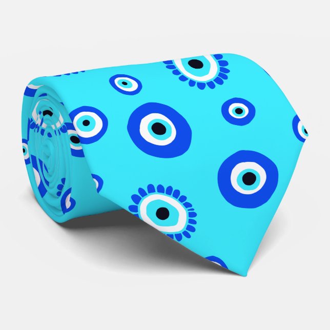 Grekiska Bröllop Aqua Blue Öga Talisman Slips (Rullad)