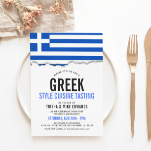 Grekiska Cuisineet Thned Party Flagga Vita Inbju Inbjudningar