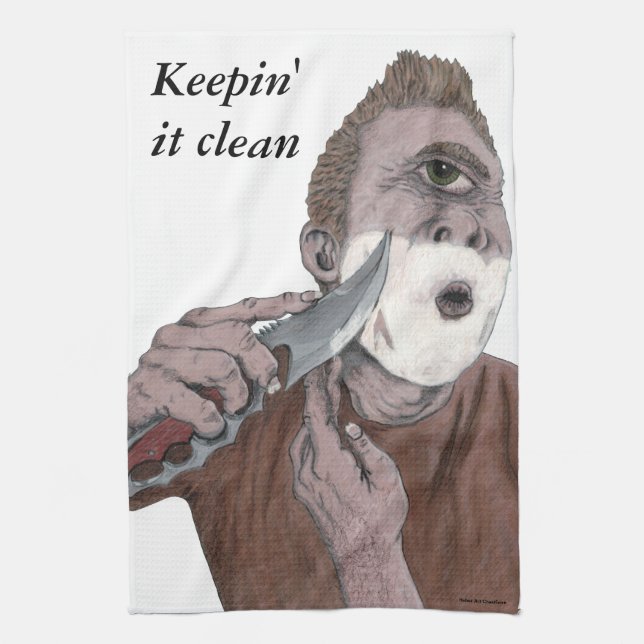 Grekiska cyclops Knivar Shave Fantasy Kitchen Towe Kökshandduk (Vertikal)