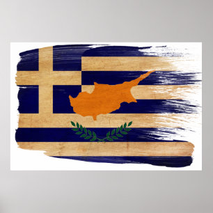 Grekiska Cypern flaggaaffischer Poster