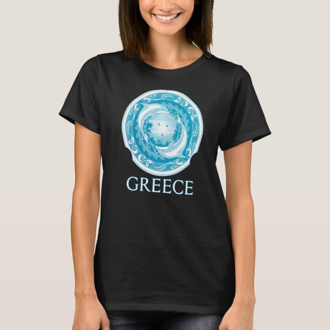 Grekiska delfiner på grekiska skölden t shirt (Framsida)
