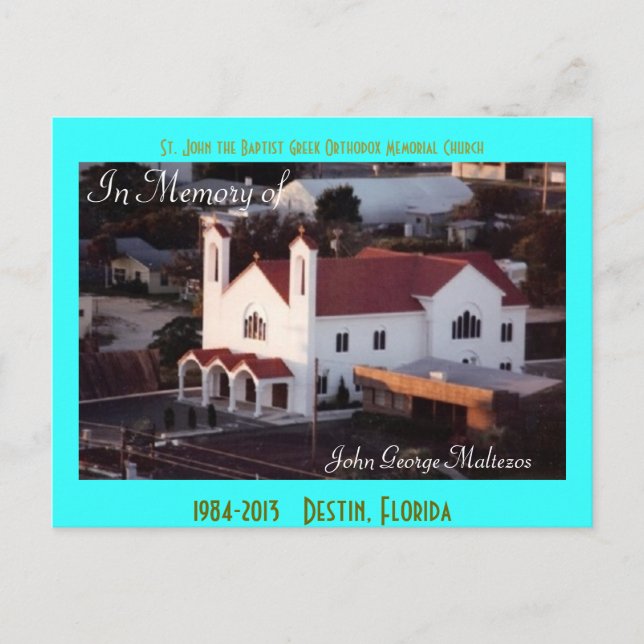 Grekiska Destin St. John's Church Aerial Postcard Vykort (Framsida)