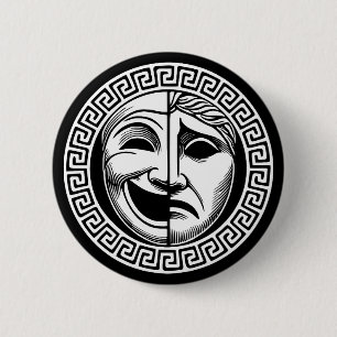 Grekiska Drama-teatermasker Knapp