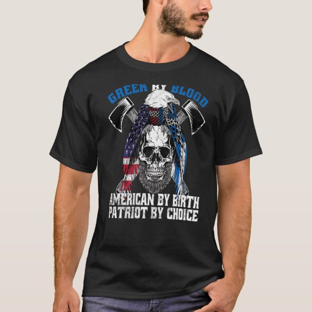Grekiska efter Blood American by Birth Patriot by  T Shirt (Framsida)