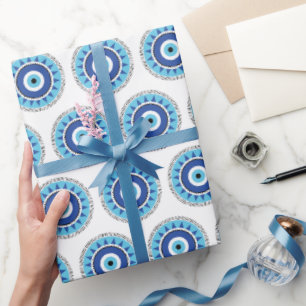 Grekiska Evil Öga Blue White Presentpapper