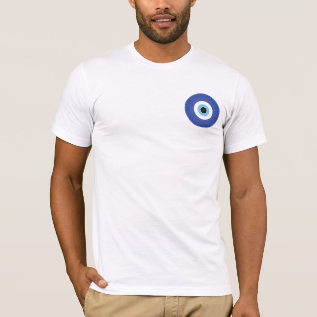 Grekiska Evil Öga Blue White T Shirt (Framsida)