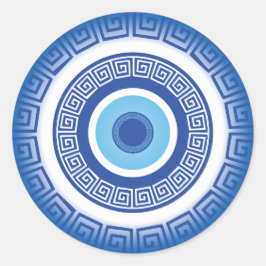 Grekiska Evil Öga i grekiska Nyckel Runt Klistermärke