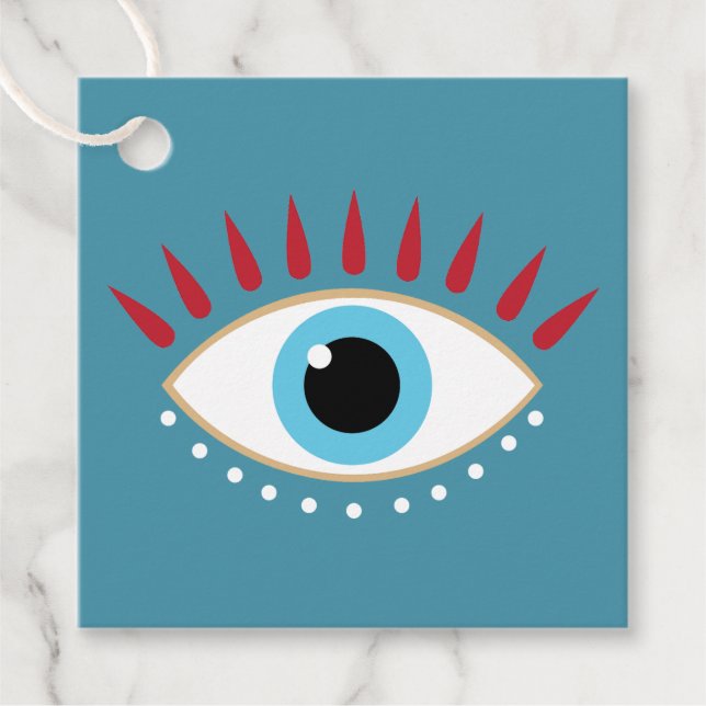 Grekiska Evil Öga Red Eyelash Gåvor Etiketter (Framsida)