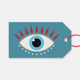 Grekiska Evil Öga Red Eyelash Presentetikett