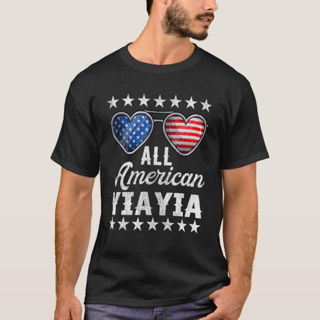 Grekiska farmor 4 juli Kvinnor alla amerikanska Y T Shirt (Framsida)