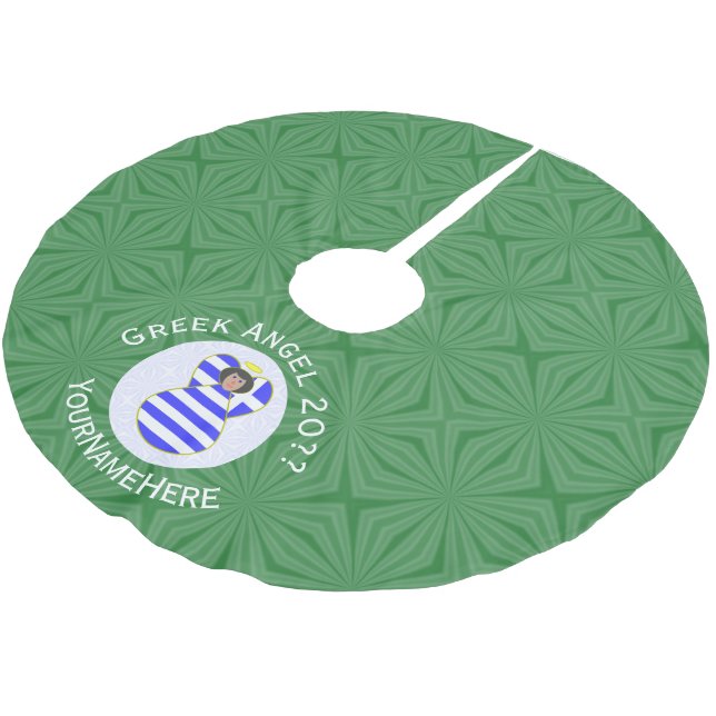 Grekiska Flagga Black HPAH-glasår Namn Julgransmatta Borstad Polyester (Vinklad)