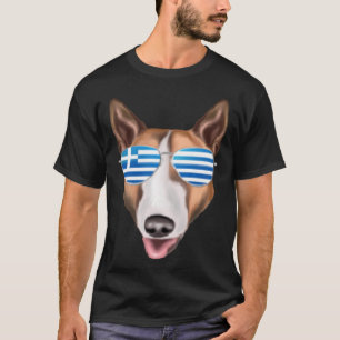 Grekiska Flagga Bull Terrier Hund Grekland Pocket T Shirt