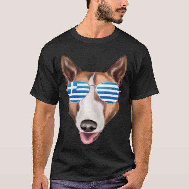 Grekiska Flagga Bull Terrier Hund Grekland Pocket T Shirt (Framsida)